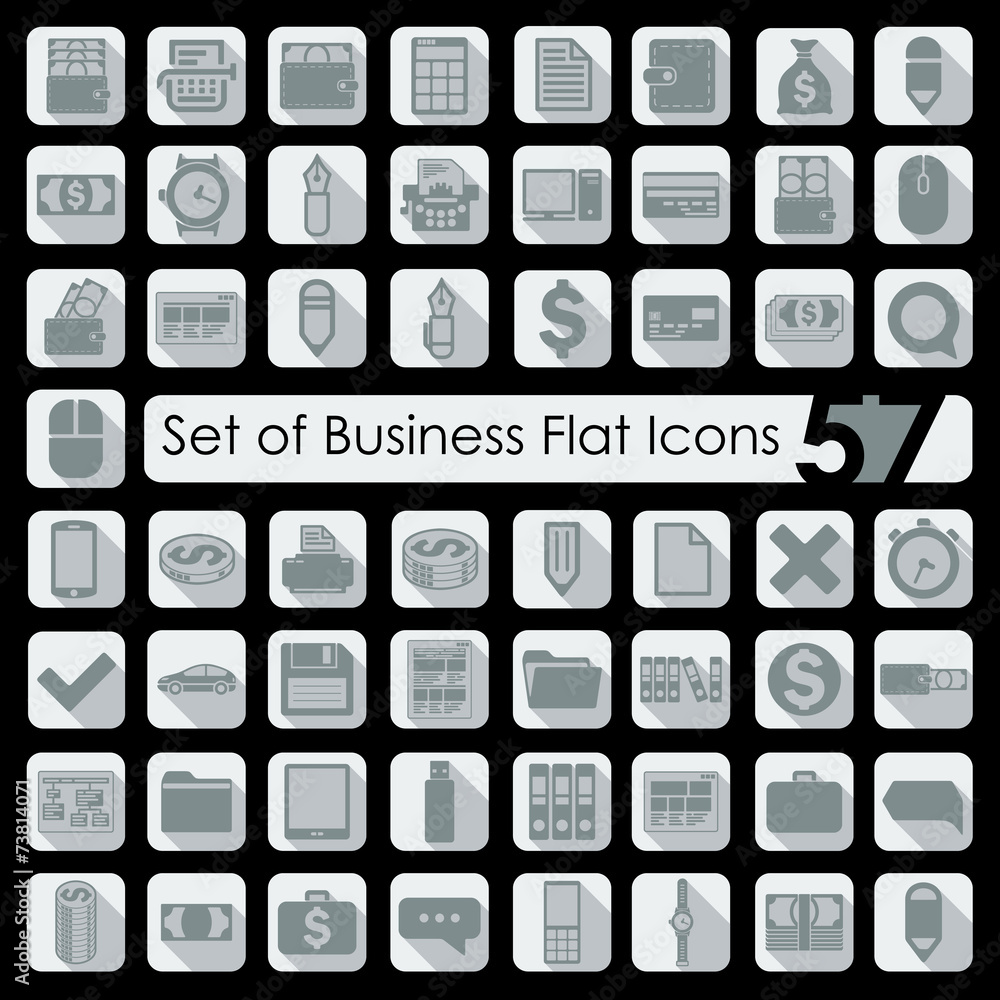 Set of business flat icons Set of business flat icons