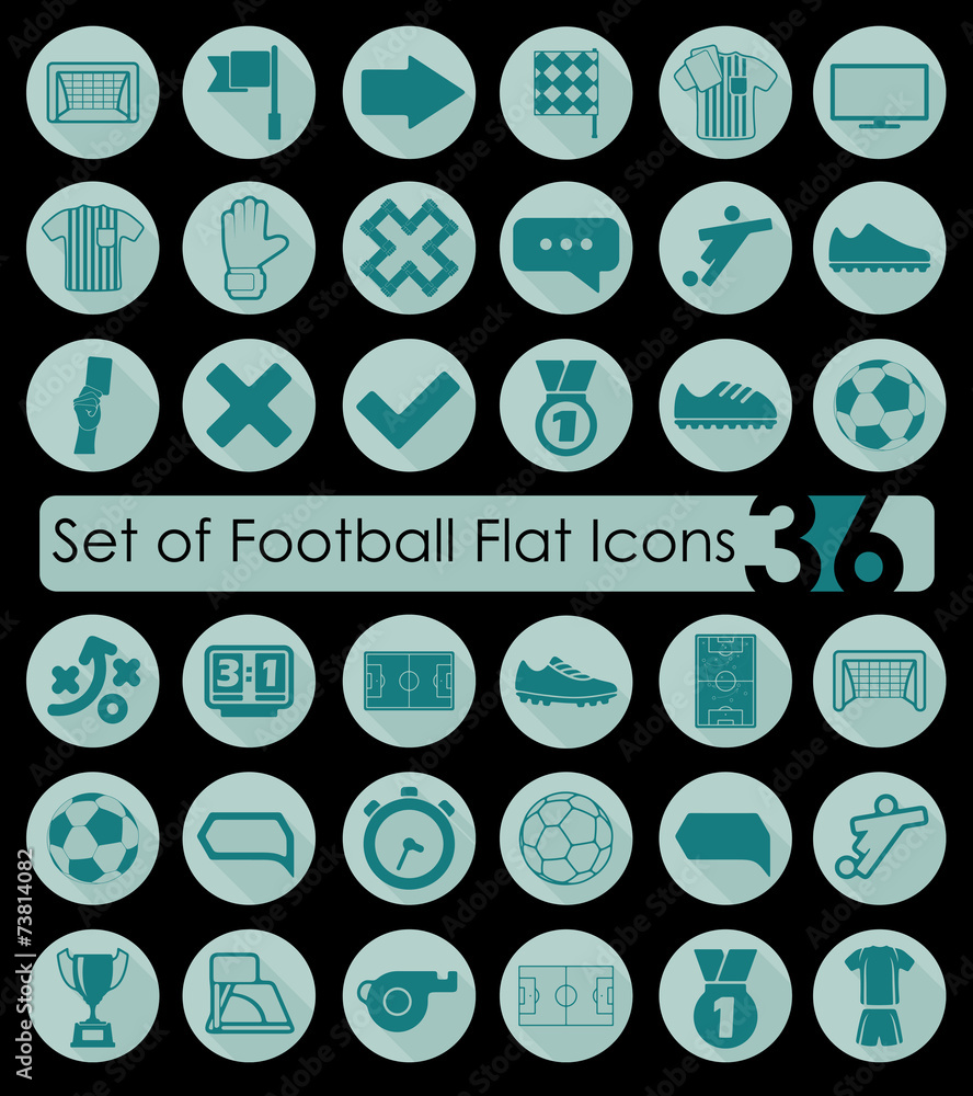 Set of football flat icons