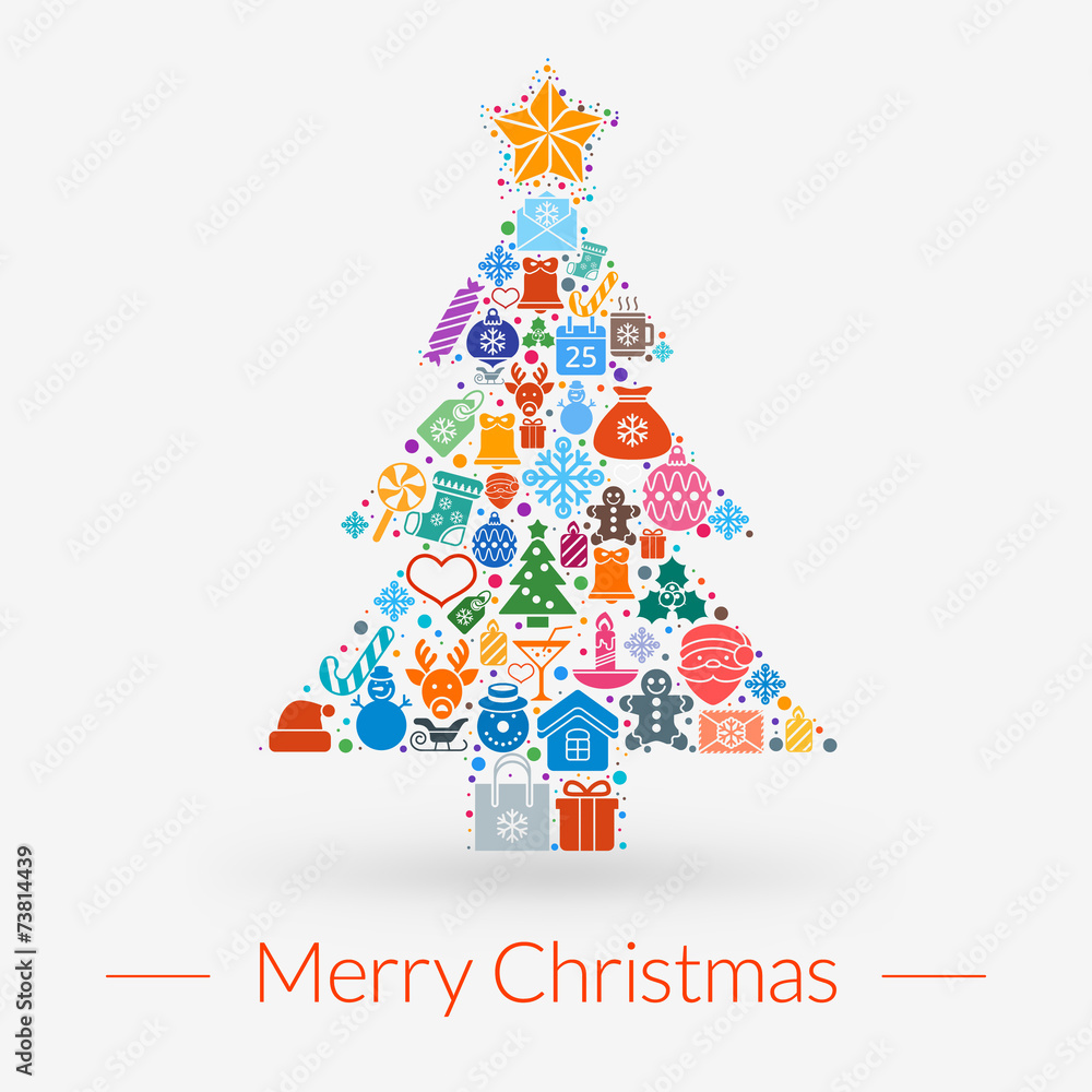 Christmas greeting card, icons and symbols Christmas greeting card, icons and symbols