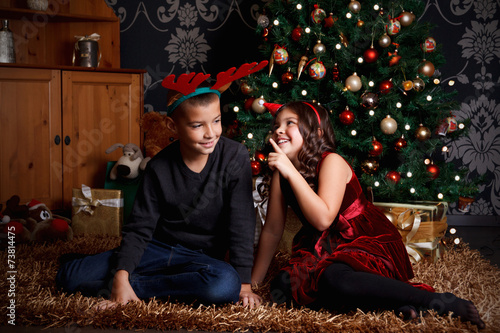 Funny children at Christmas