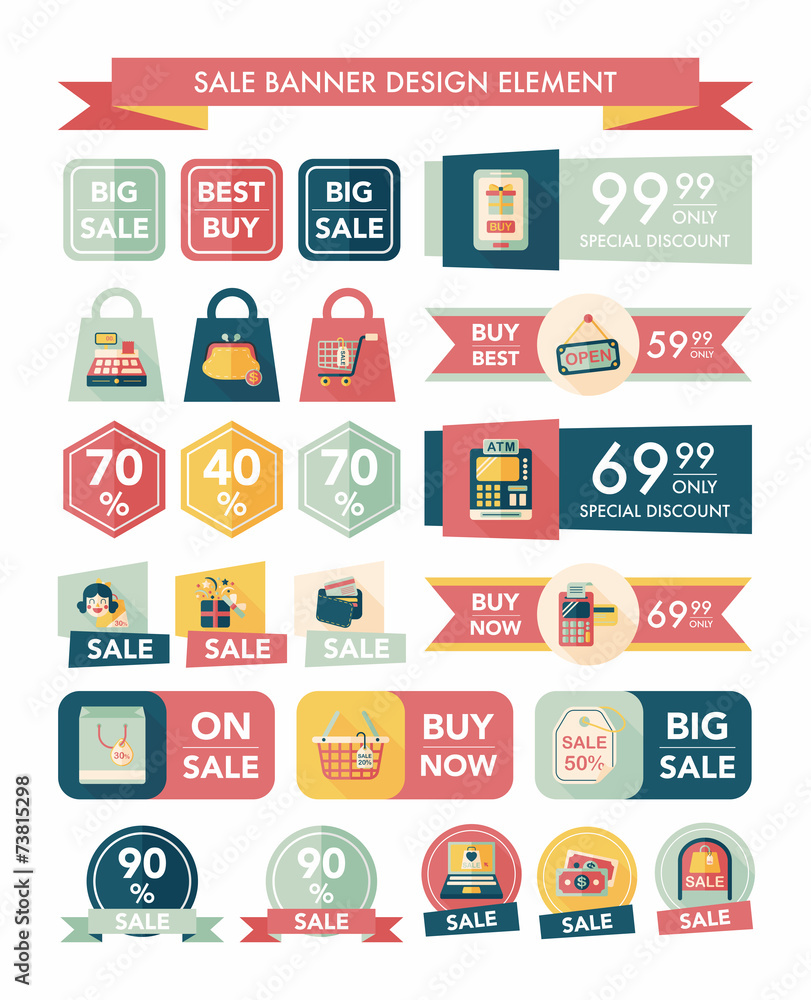 shopping sale banner flat design background set, eps10 shopping sale banner flat design background set, eps10