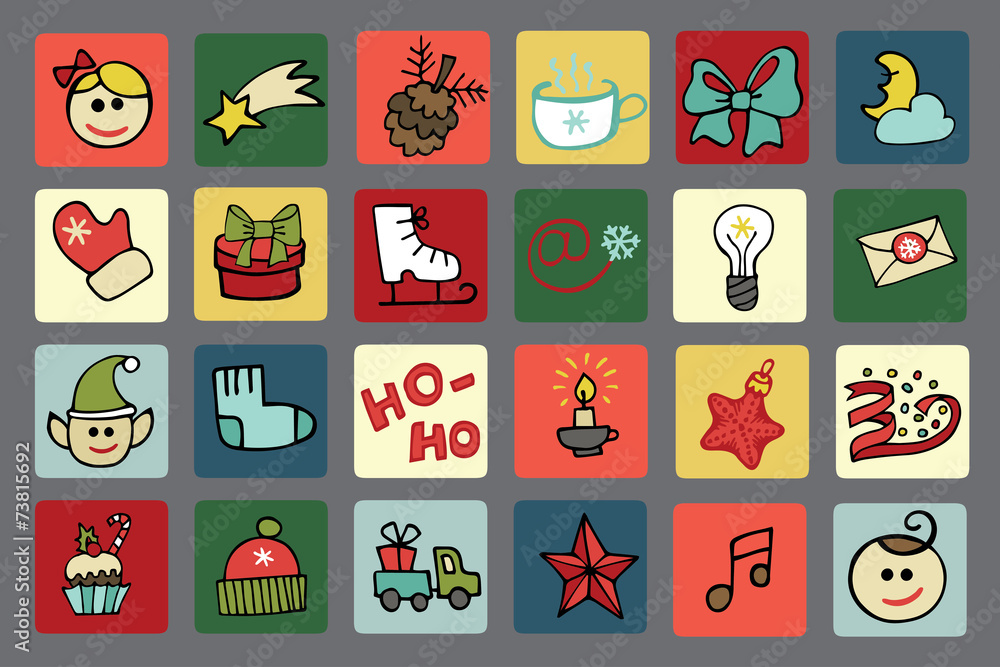 Christmas,New year icons button set