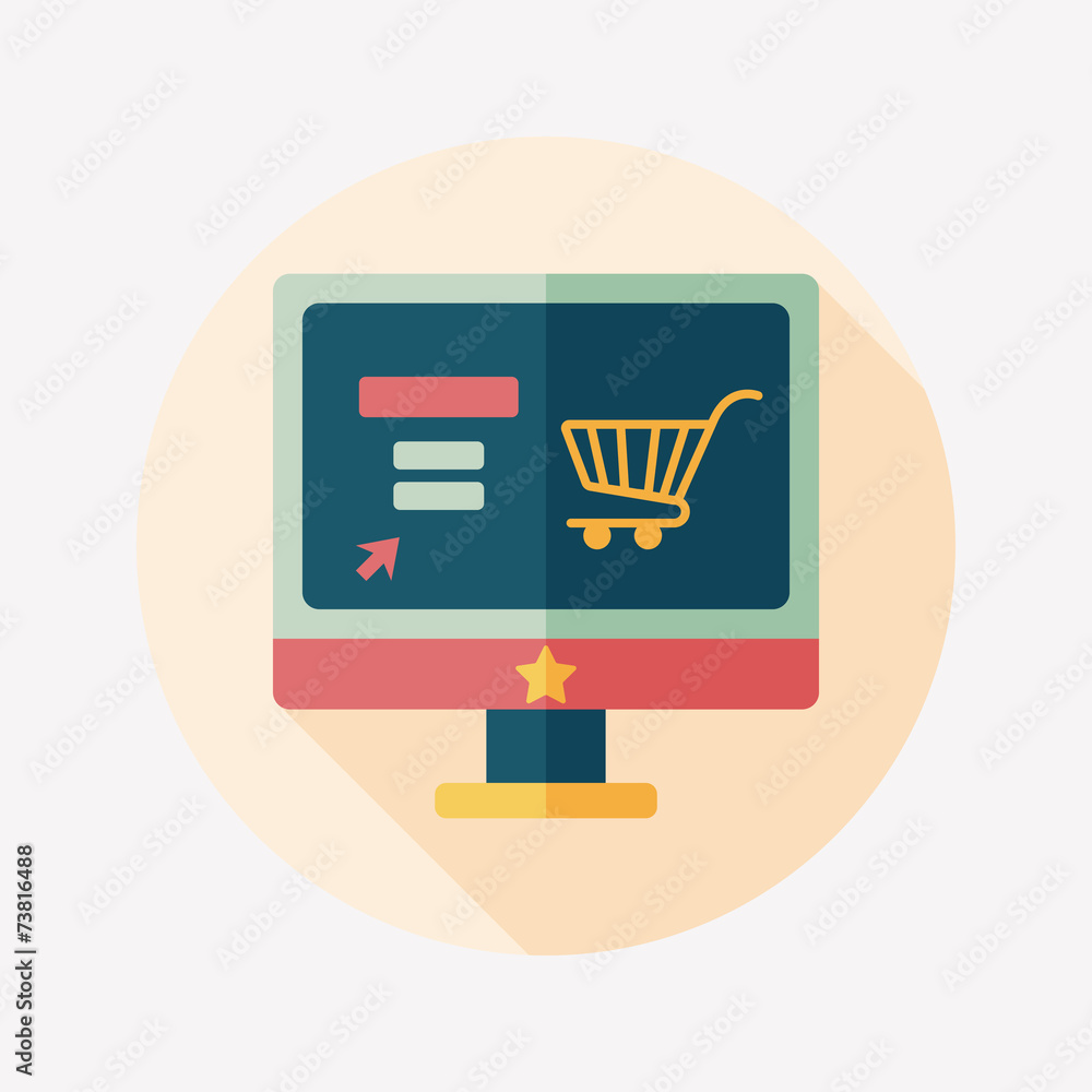 online shopping flat icon with long shadow,eps10 online shopping flat icon with long shadow,eps10