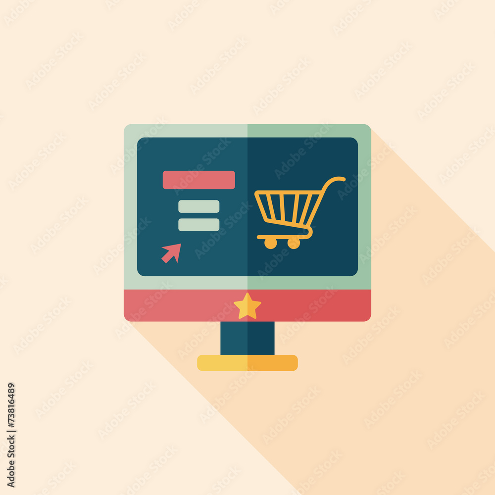 online shopping flat icon with long shadow,eps10 online shopping flat icon with long shadow,eps10
