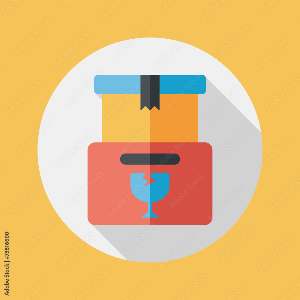 shopping FRAGILE box flat icon with long shadow,eps10 shopping FRAGILE box flat icon with long shadow,eps10