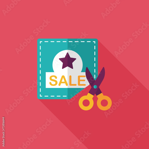 shopping sale coupon flat icon with long shadow,eps10