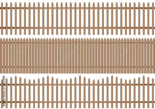 3 wooden picket fence