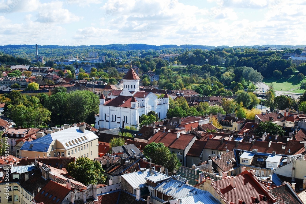 Vilnius city aerial view from Vilnius University tower