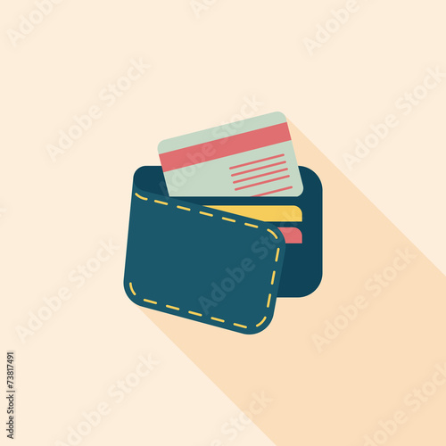 shopping wallet flat icon with long shadow,eps10