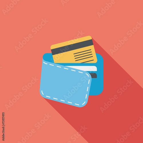 shopping wallet flat icon with long shadow,eps10