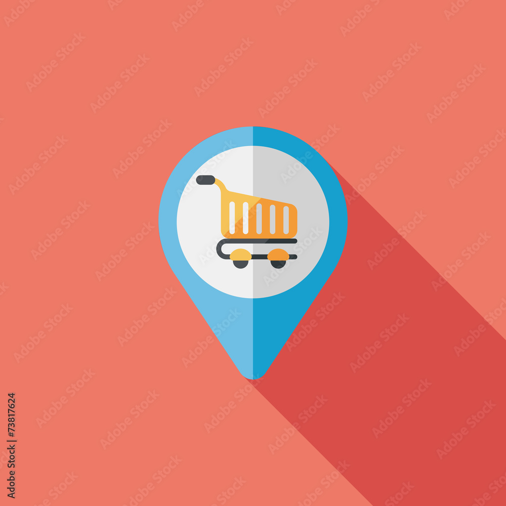 shopping check into place flat icon with long shadow,eps10 shopping check into place flat icon with long shadow,eps10