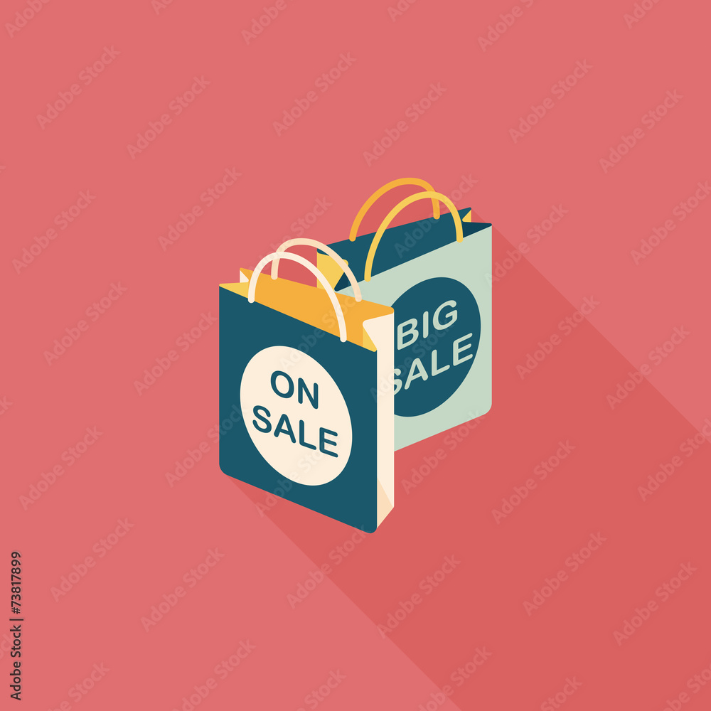 shopping paper bag flat icon with long shadow,eps10 shopping paper bag flat icon with long shadow,eps10