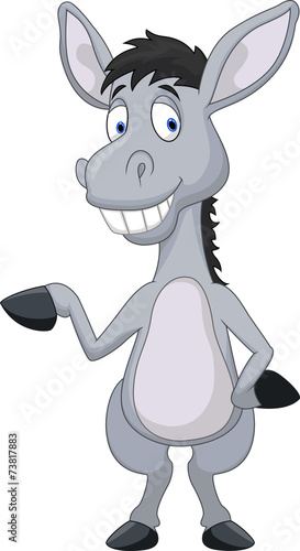 Cute donkey cartoon waving hand
