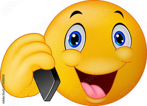 Emoticon smiley talking on cell phone