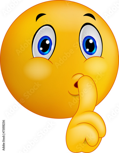 Emoticon smiley making silence sign