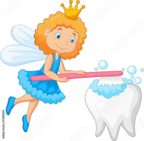 Tooth fairy brushing tooth