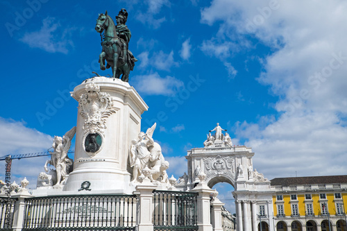 Monument to Jose I. at the Commerce Square in Lisbon, Portugal photo