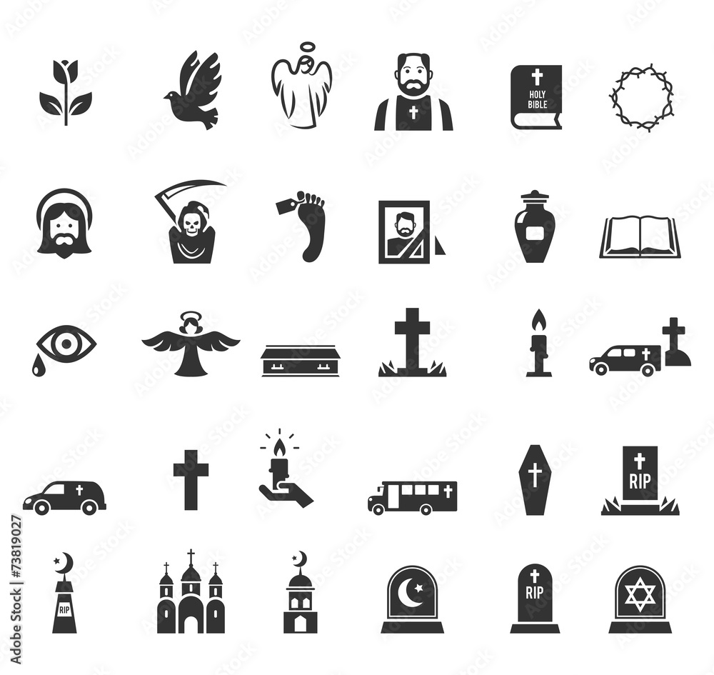 Funeral icons - obrazy, fototapety, plakaty 