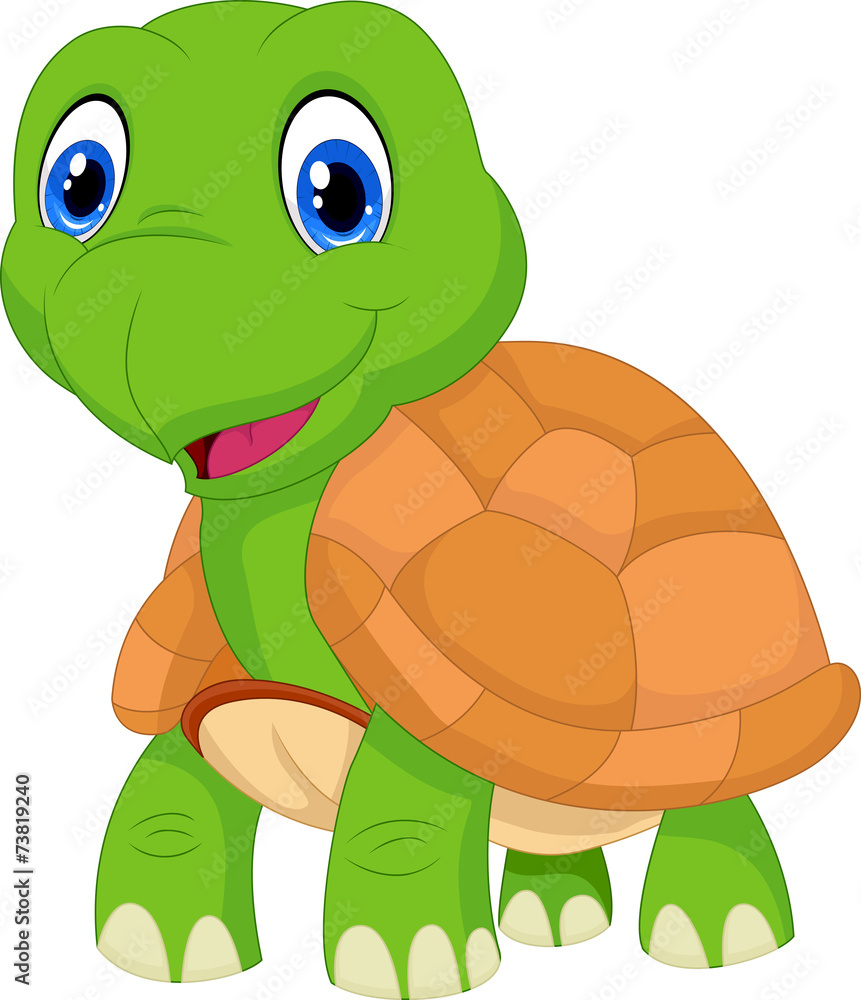 Fototapeta premium Cute cartoon green turtle