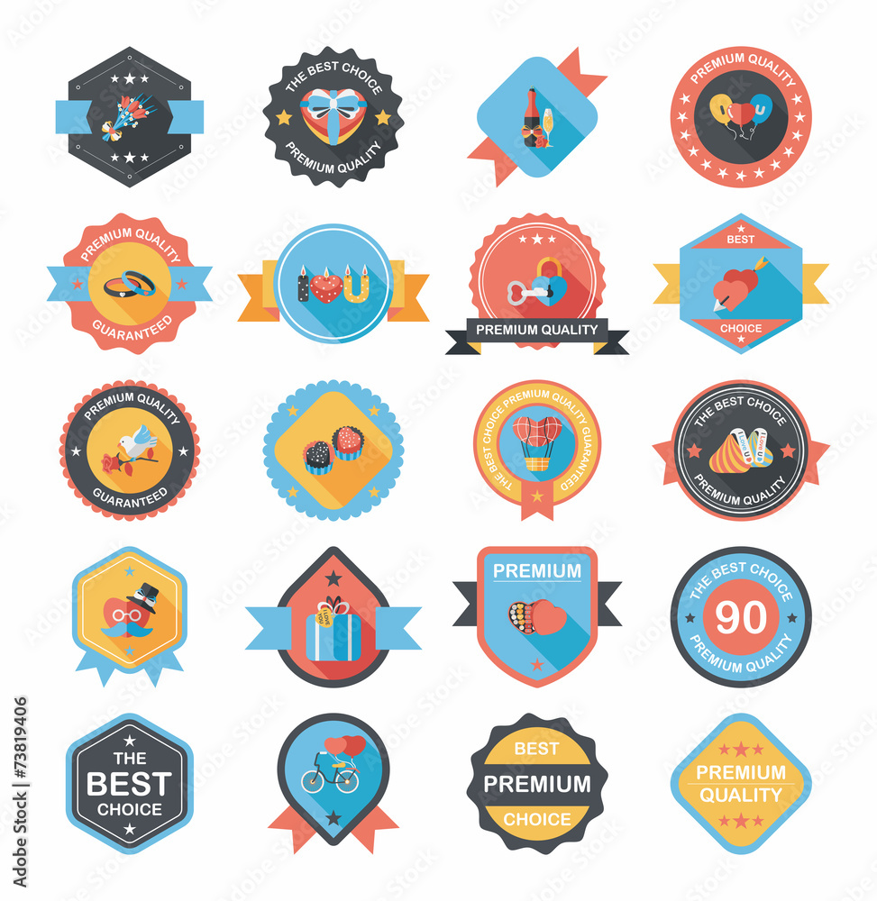 Valentine’s Day badge flat banner design background set, eps10 Valentine’s Day badge flat banner design background set, eps10
