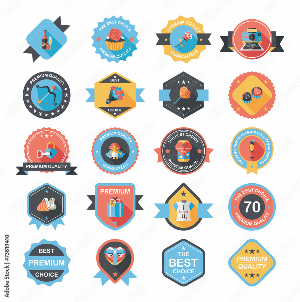 Valentine’s Day badge flat banner design background set, eps10 Valentine’s Day badge flat banner design background set, eps10