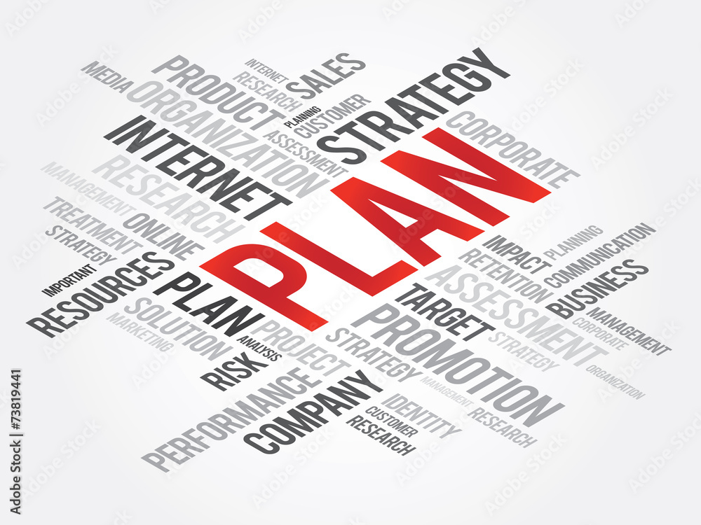 Fototapeta premium Word Cloud with PLAN related tags, vector business concept
