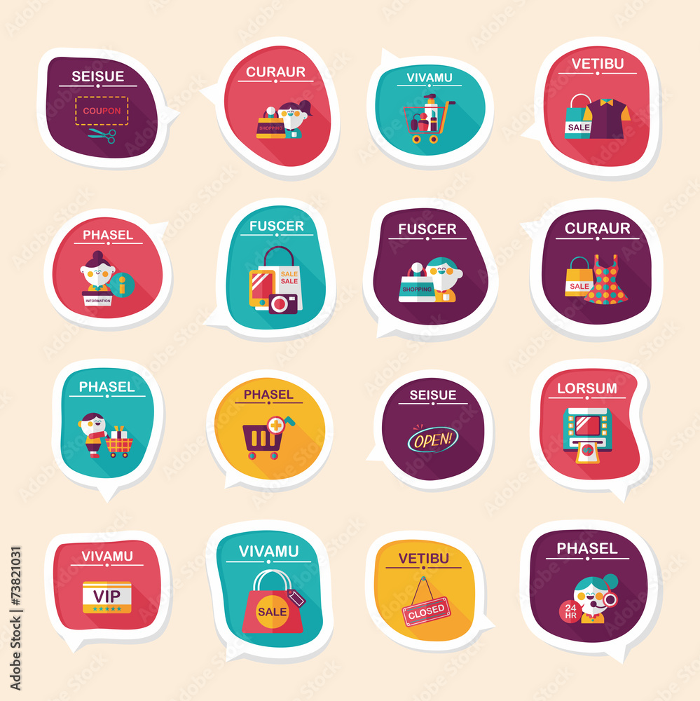 shopping sticker banner flat design background set, eps10 shopping sticker banner flat design background set, eps10