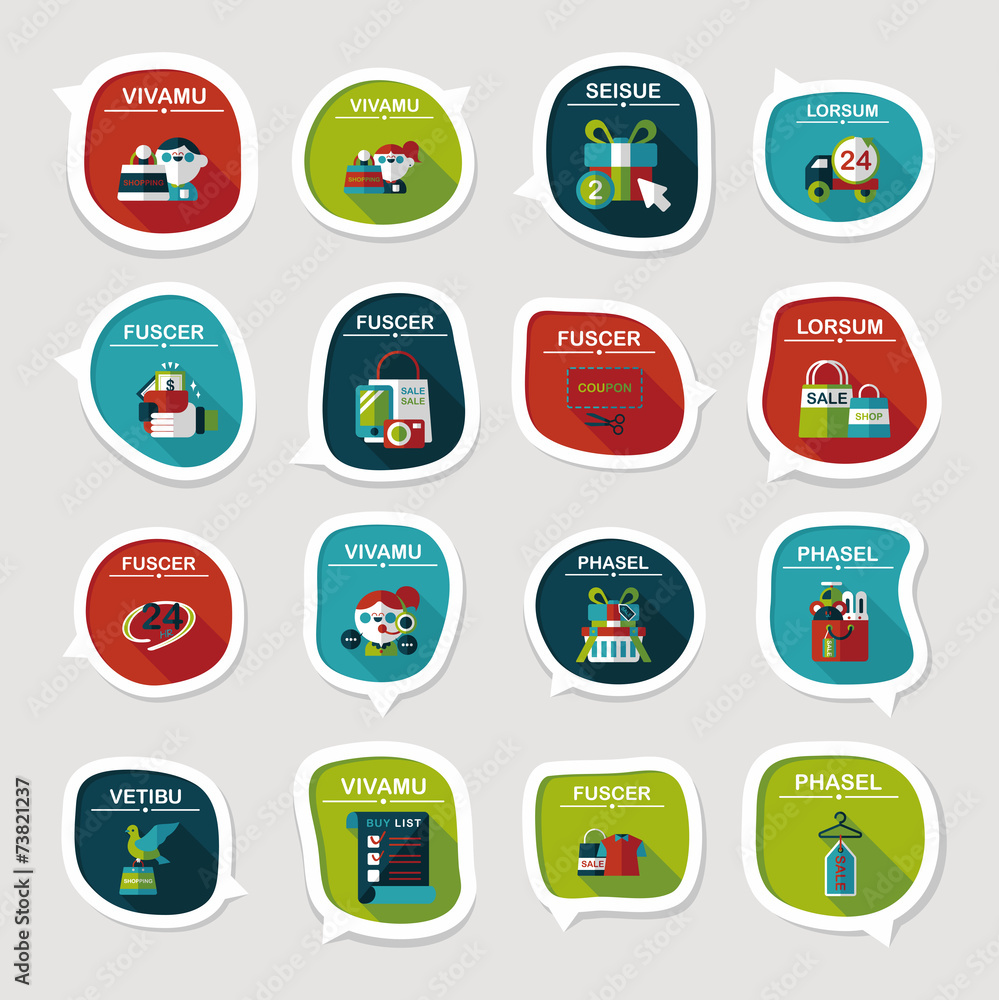 shopping sticker banner flat design background set, eps10 shopping sticker banner flat design background set, eps10