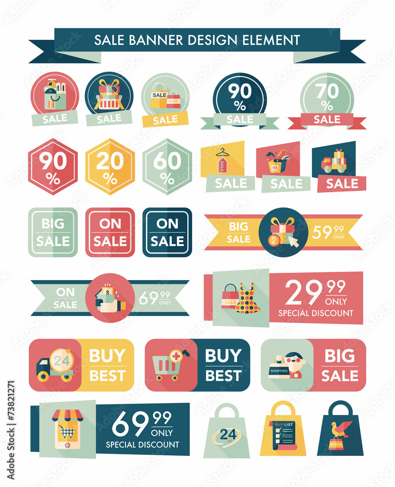 shopping sale banner flat design background set, eps10 shopping sale banner flat design background set, eps10