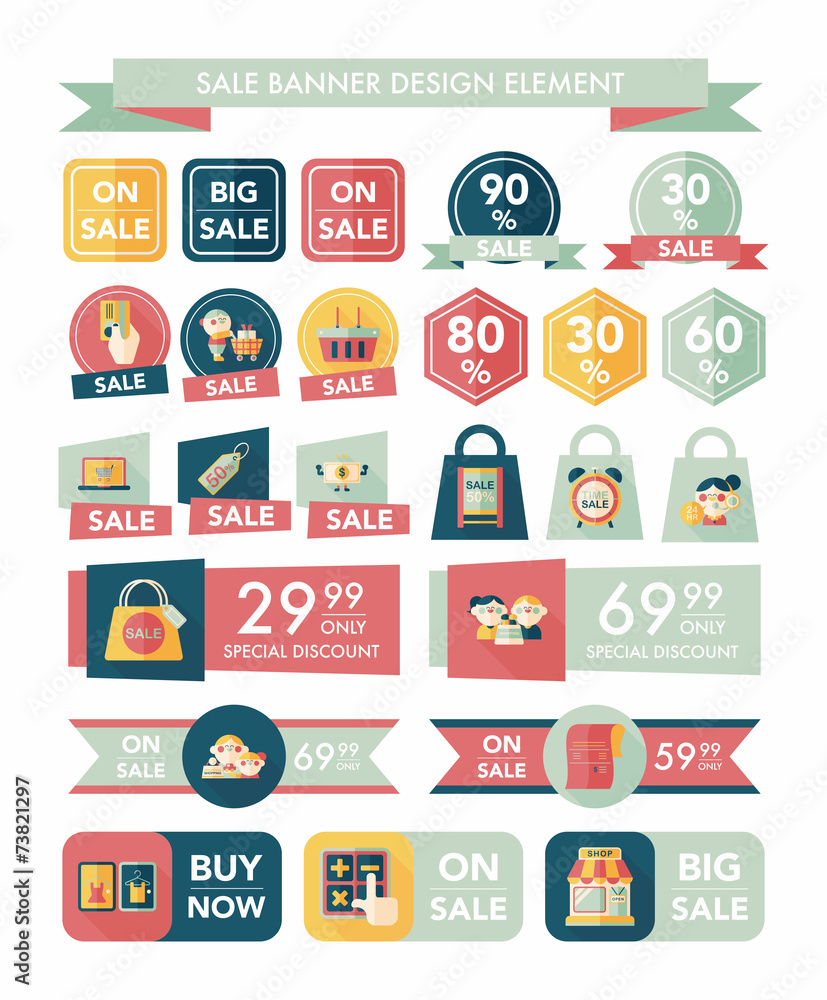 shopping sale banner flat design background set, eps10 shopping sale banner flat design background set, eps10
