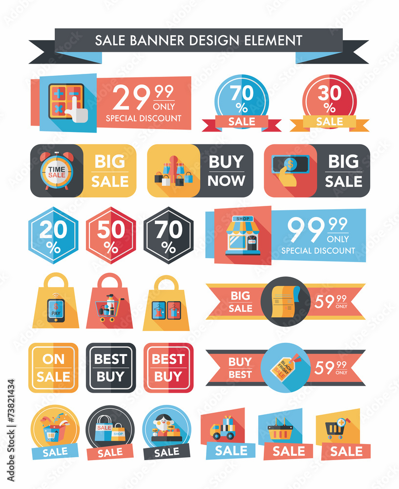 shopping sale banner flat design background set, eps10 shopping sale banner flat design background set, eps10