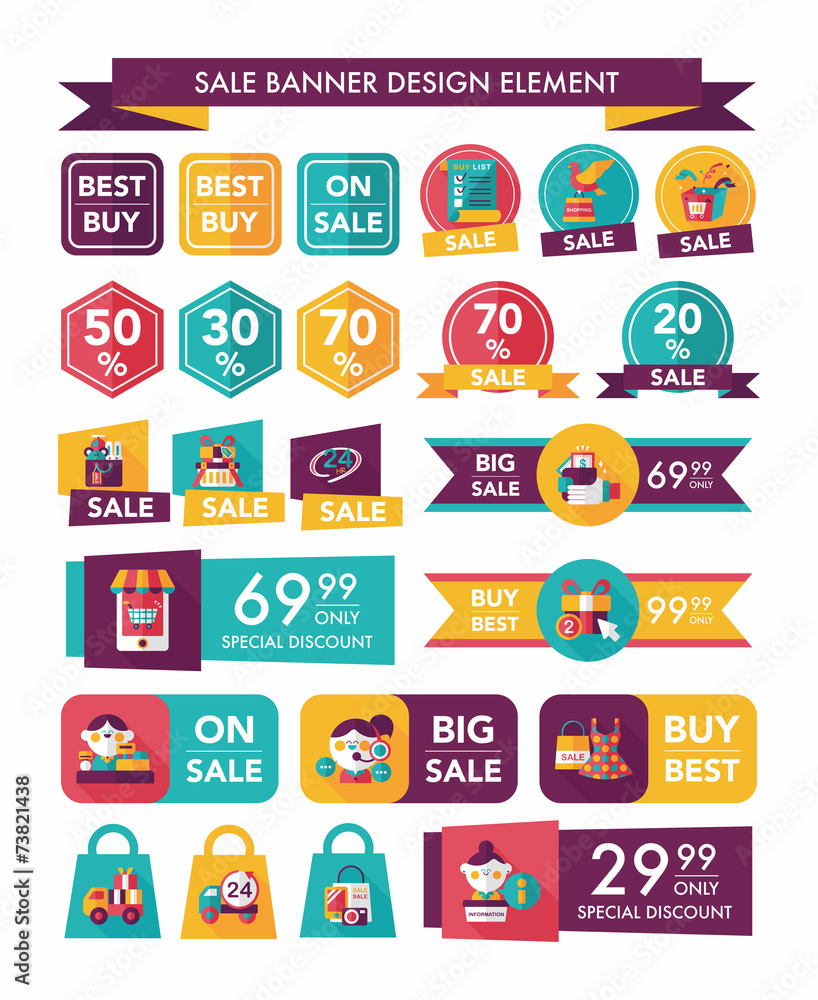shopping sale banner flat design background set, eps10 shopping sale banner flat design background set, eps10