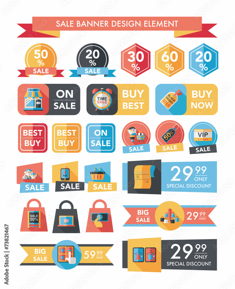 shopping sale banner flat design background set, eps10 shopping sale banner flat design background set, eps10