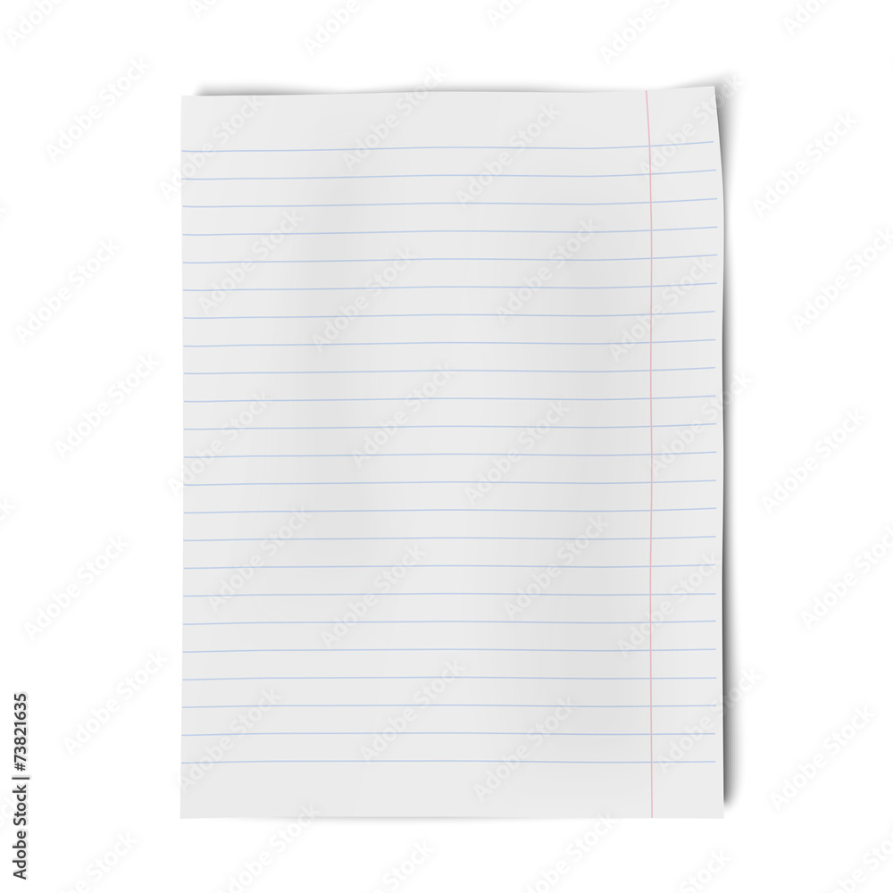 Notebook paper isolated on white Notebook paper isolated on white