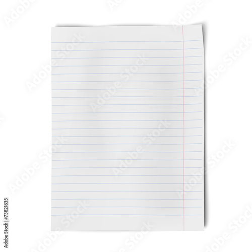 Notebook paper isolated on white