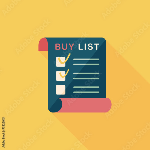 shopping list flat icon with long shadow,eps10