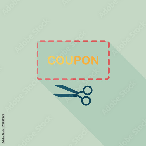 shopping sale coupon flat icon with long shadow,eps10