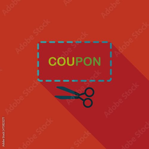 shopping sale coupon flat icon with long shadow,eps10