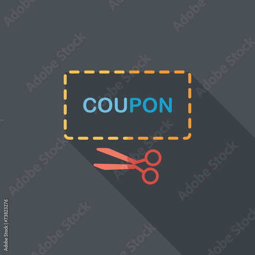 shopping sale coupon flat icon with long shadow,eps10