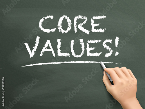 core values words written by hand