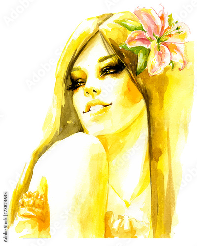 Beautiful woman with flower