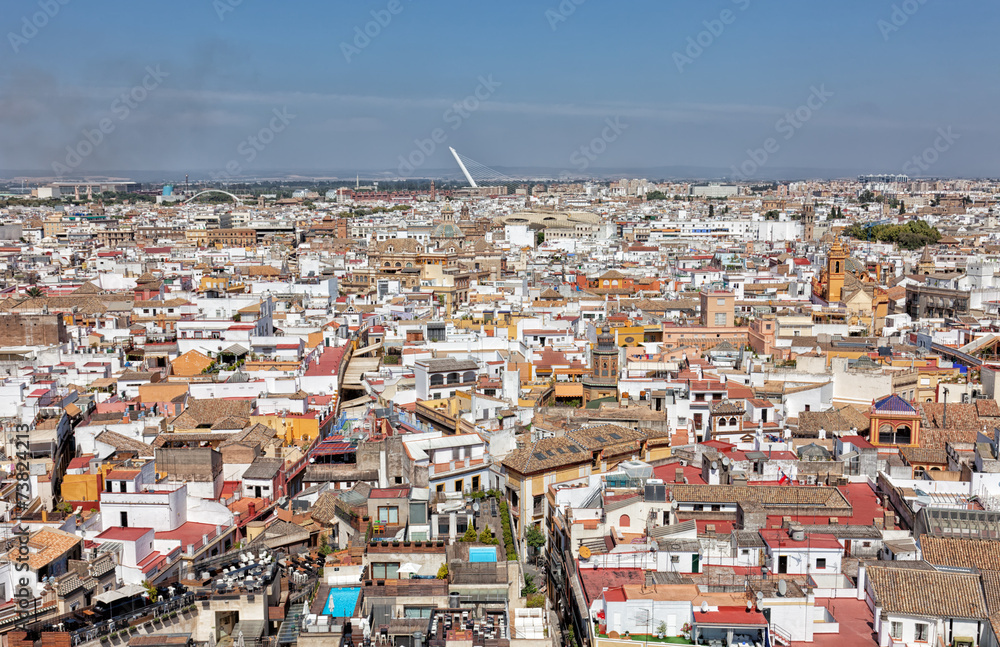 top view on the city of Seville in Spain