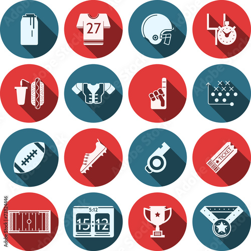 Flat vector icons for American football