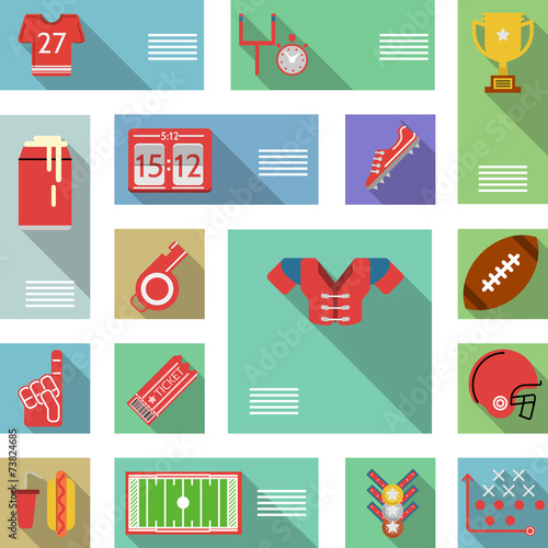 American football flat icons