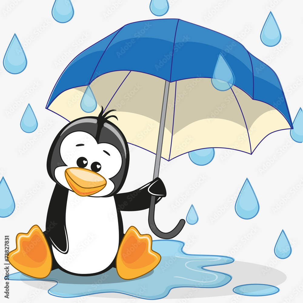 Fototapeta premium Penguin with umbrella