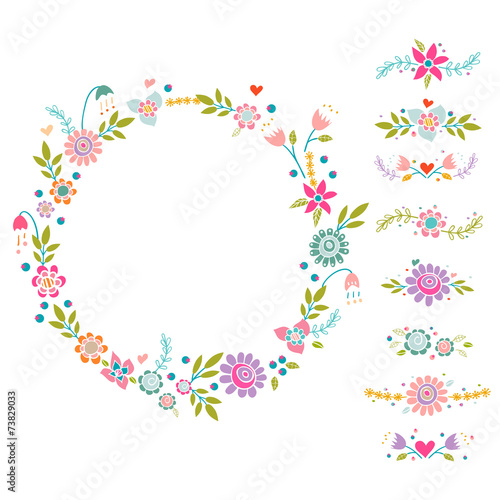 Fototapeta Naklejka Na Ścianę i Meble -  Decorative floral collection. Cute vector compositions.