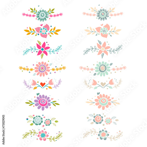 Fototapeta Naklejka Na Ścianę i Meble -  Decorative floral collection. Cute vector compositions.