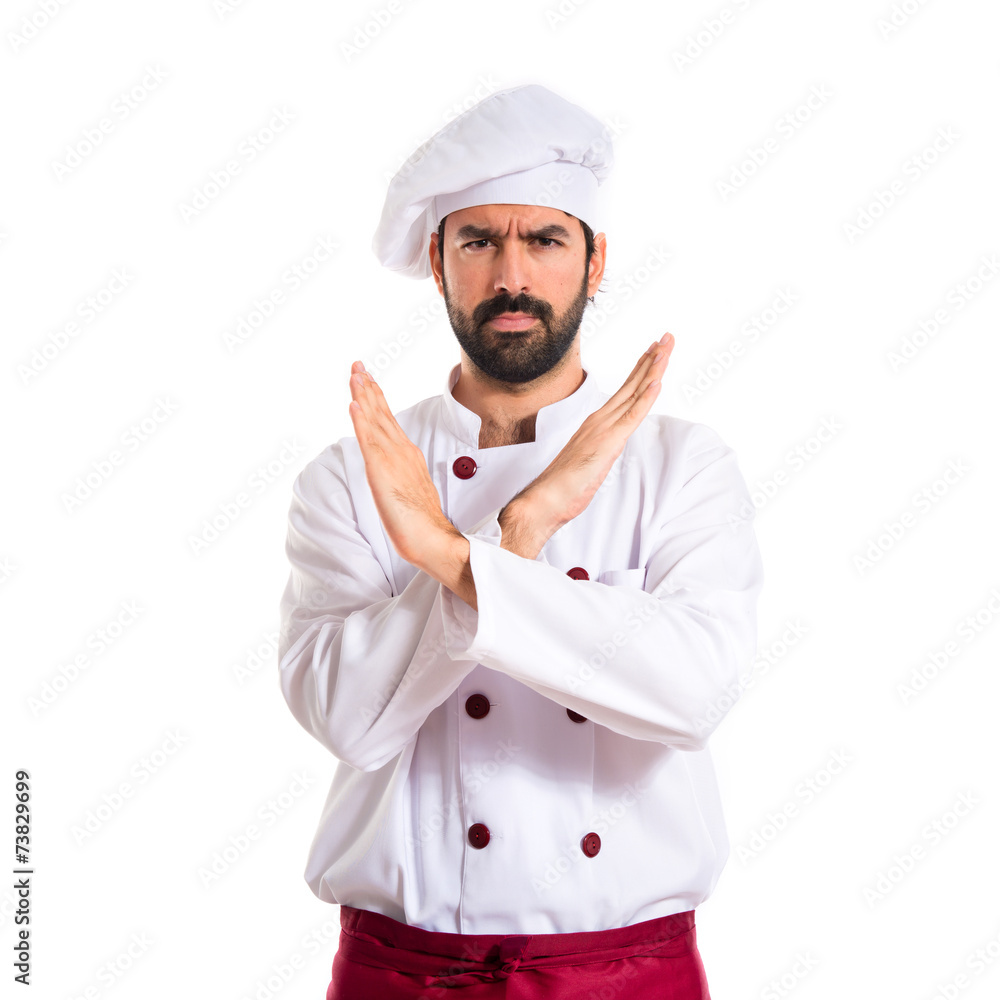Chef doing NO gesture over white background Chef doing NO gesture over white background