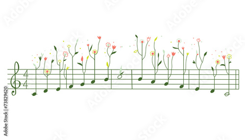 Melody with flowers - gamma illustration cute design