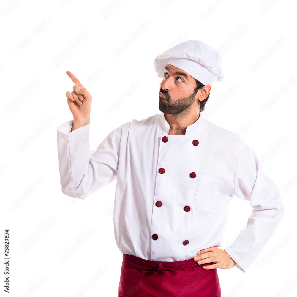 Chef thinking over white background Chef thinking over white background